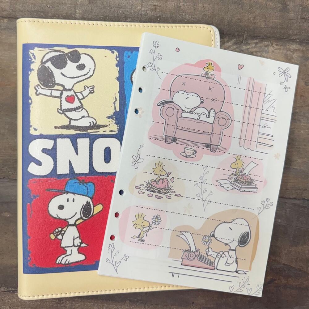 Peanuts Snoopy A5 Binder w/ matching stationery paper.